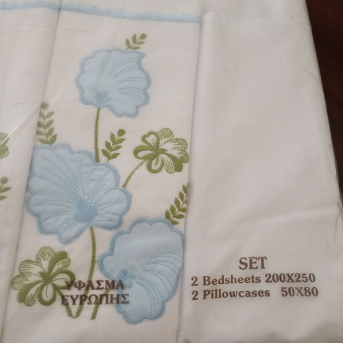 Double bed sheet set new with European fabric appliqué embroidery
