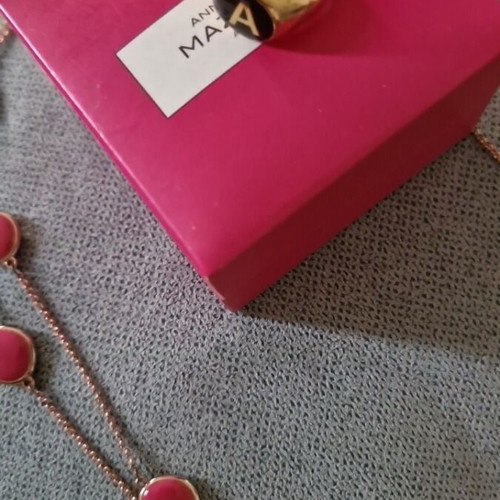 Anna Maria Mazaraki long necklace 61 cm rose gold + Anna Maria Mazaraki ring with initial A