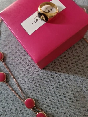 Anna Maria Mazaraki long necklace 61 cm rose gold + Anna Maria Mazaraki ring with initial A