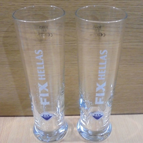 Fix Hellas beer set of 2 promotional glasses 0.3lt used