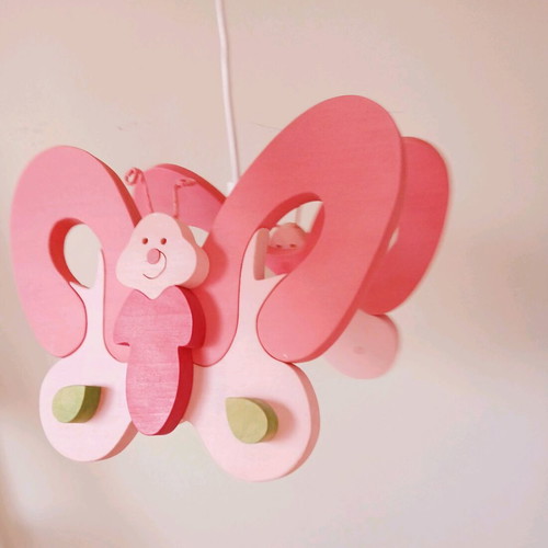 Wooden children's ceiling light with butterfly shape