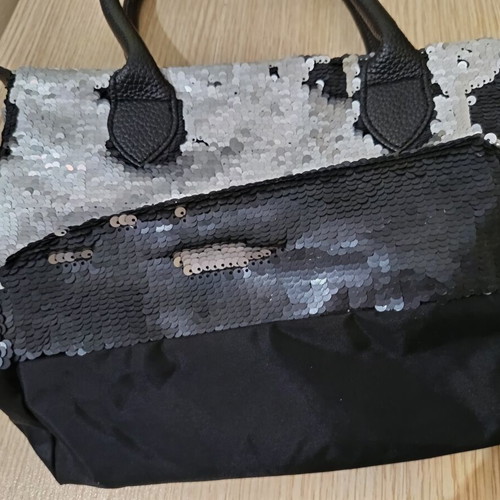 Trends Handbag new, black and silver, reversible design 30x22 cm