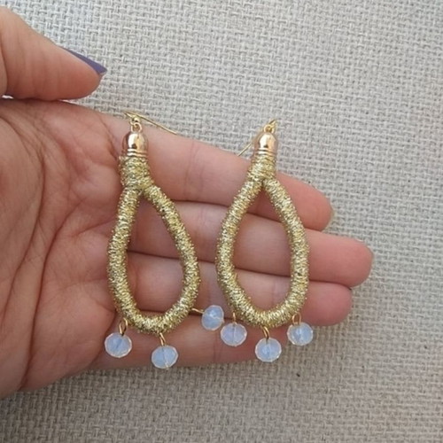 Gold earrings with moonstone new handmade