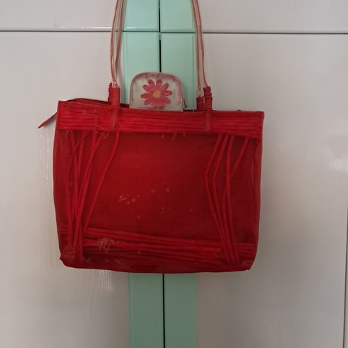 Azade vintage red handbag with floral details