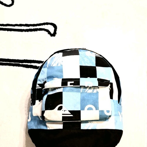 Collectible Quicksilver blue checkered school bag, with slight wear on the front pocket. Unique