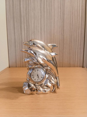 Silver vintage Camilletti table clock non-working