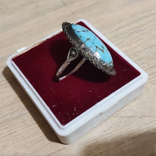 Silver 935 ring with turquoise stone size 55 new