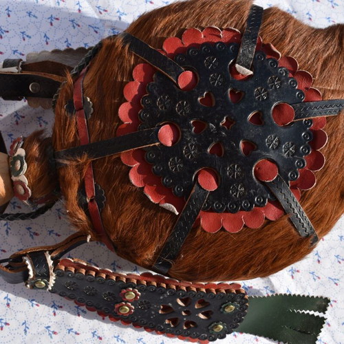 Traditional Hungarian water bottle handmade with leather strap mint condition