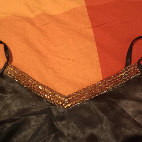 Satin brown camisole like new with gold sequins