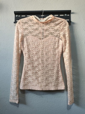 H&M lace long sleeve blouse XS, pink