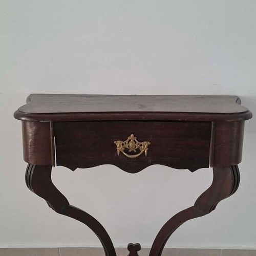 Classic wooden wall console used with metal handle