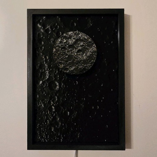 3D Printed Moon Landscape Frame with LED Light like new
