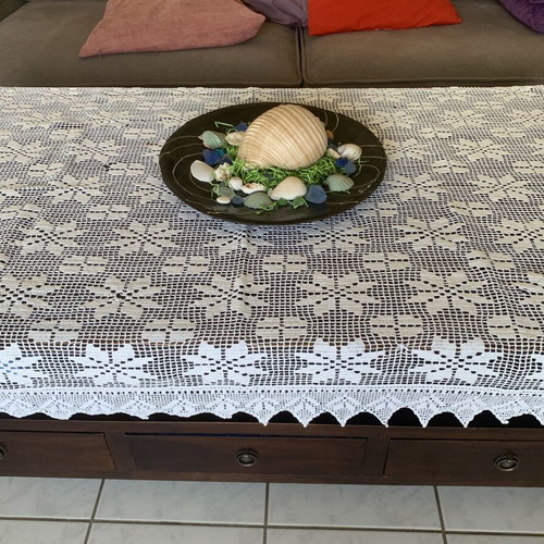 Vintage Handmade Crochet Tablecloth 130x94 cm Used