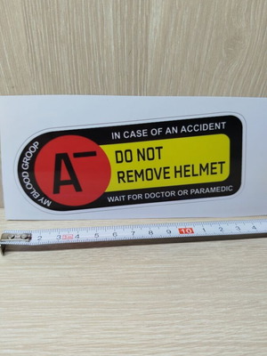 Helmet blood group A- sticker new