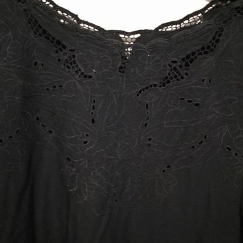 Vintage women's black blouse with embroidery used
