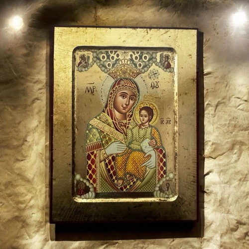Handmade Byzantine Bethlehem icon 18x23 cm like new with gold leaf