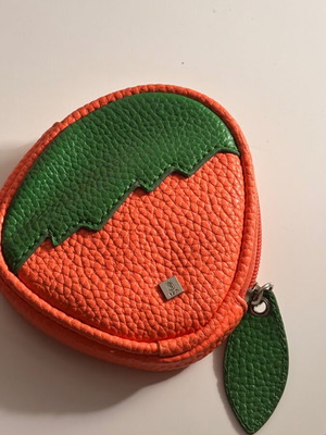 Πορτοφολάκι KEM μεταχειρισμένο, σομόν πορτοκαλί με πράσινο