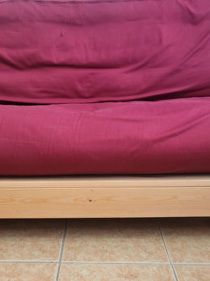 Futon sofa bed, pine wood, multifunctional