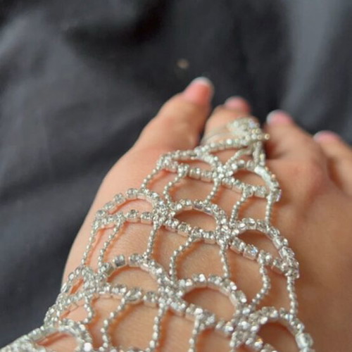 Bracelet ring set new, silver, impressive for special occasions