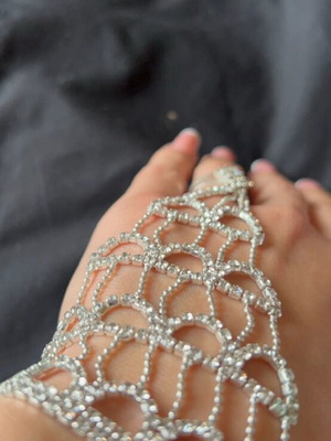 Bracelet ring set new, silver, impressive for special occasions