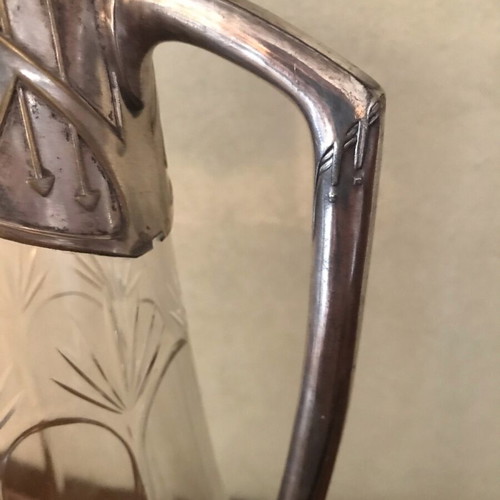 Art Nouveau carafe used with crystal and metal details