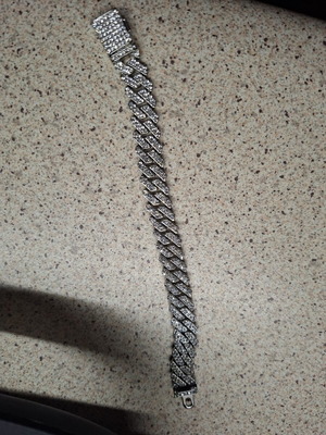 Cuban chain bracelet with moissanite new, white and gray