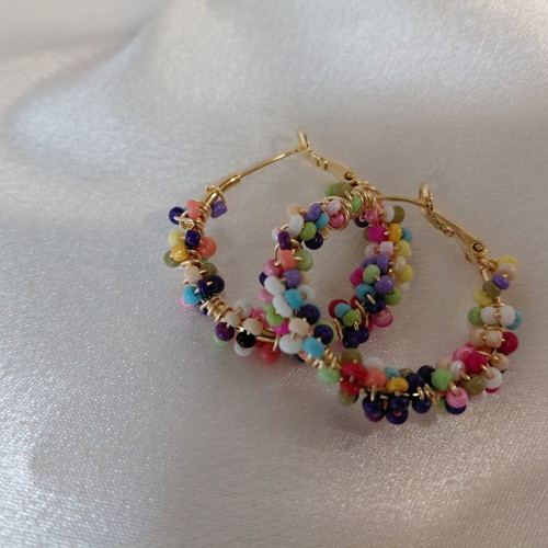Stainless steel earrings with beads made to order, multicolor and gold