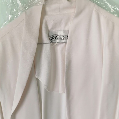 S.L. Fashions long white duster blazer plus size, like new