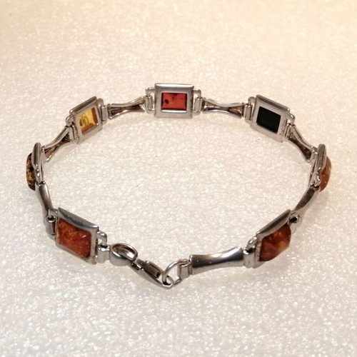 Silver bracelet 925 with amber, new