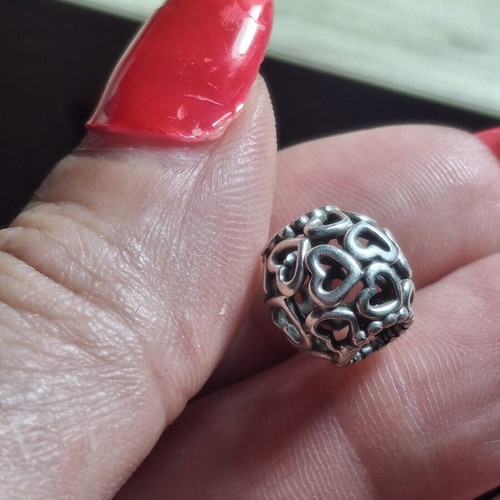 Pandora charm with hearts, silver