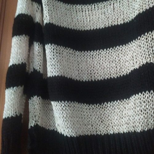 Striped knitted sweater used, size S, black and beige