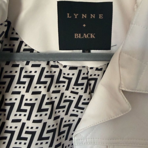 Lynne Quilted Faux Leather Jacket with Belt like new, white