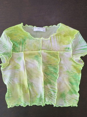 See through crop top Bershka like new, white and green, size S