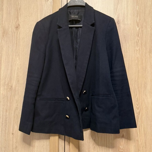 Zara Navy Blue Blazer like new, size M/L, boxy fit with gold buttons