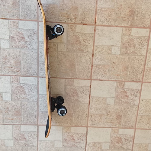 Xiaoluhu skateboard used with rock patina and skulls