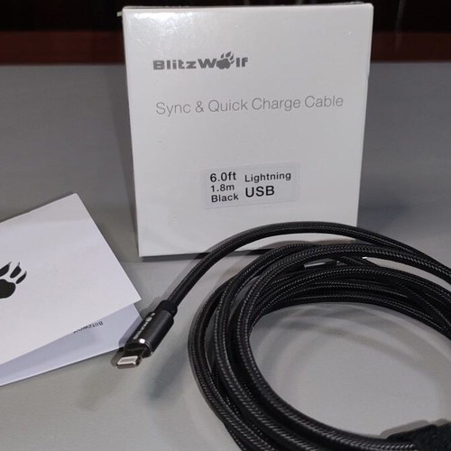 BlitzWolf USB-A to Lightning braided cable 1.8m, Apple MFI certified