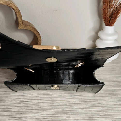 Black Croco Bag Zara new with detachable strap