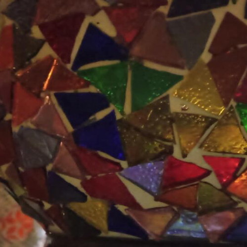 Moroccan Boho Ceiling Light with 8 Different Colored Lamps like new
