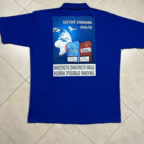 Winston vintage men's short sleeve polo shirt XXL blue promotional used