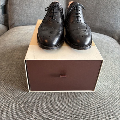 Bally Scribe Adrem 6p Black Calf Handmade Shoes size 42 like new