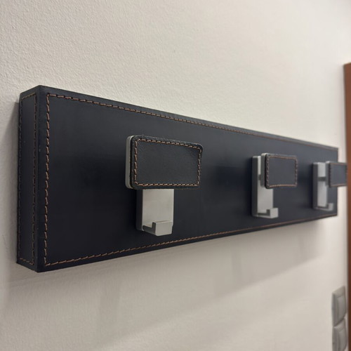 Leather wall hanger used, three hooks