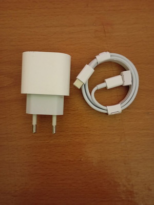 Apple charger with USB-C adapter and original cable