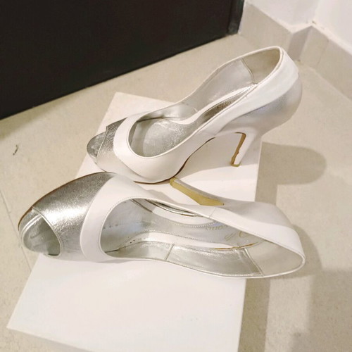 VKCONIS Handmade Bridal Shoes Size 37 Like New, White and Silver