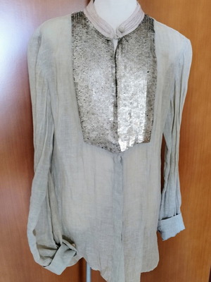 Joseph designer blouse used, sequinned linen top