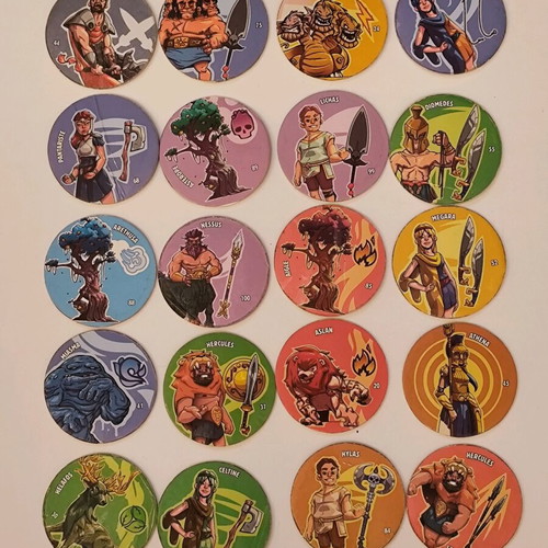 Chipicao Minions and Mythology collectible caps set used, 80 pieces