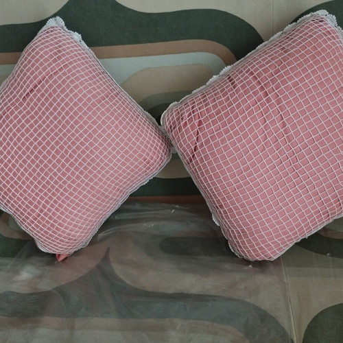 Vintage Handmade Crochet Pillows Set of 2 30x30cm Like New
