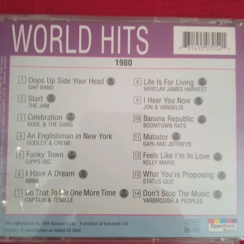 World Hits 5 CD like new, major foreign hits 1978-1982