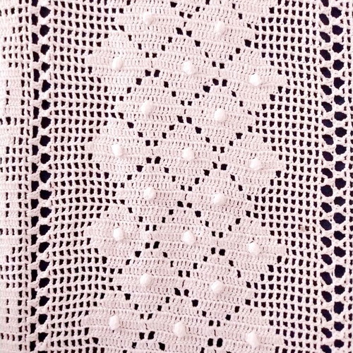 Vintage crochet blanket king size white cotton like new