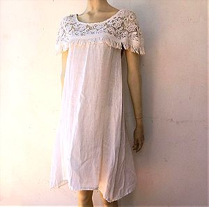Βαμβακερό λευκό φόρεμα