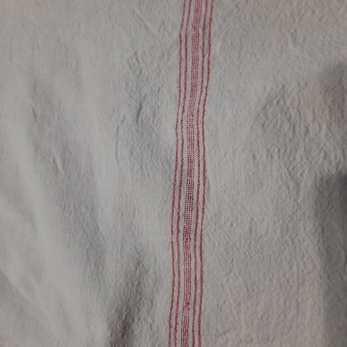 Handwoven towel with red stripes, like new, cotton 140x65 cm